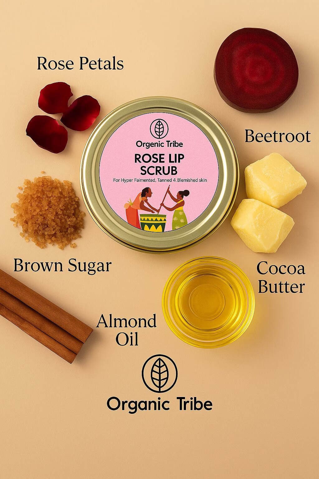 Rose Lip Scrub (Exfoliates, Smoothens & Hydrates Lips)