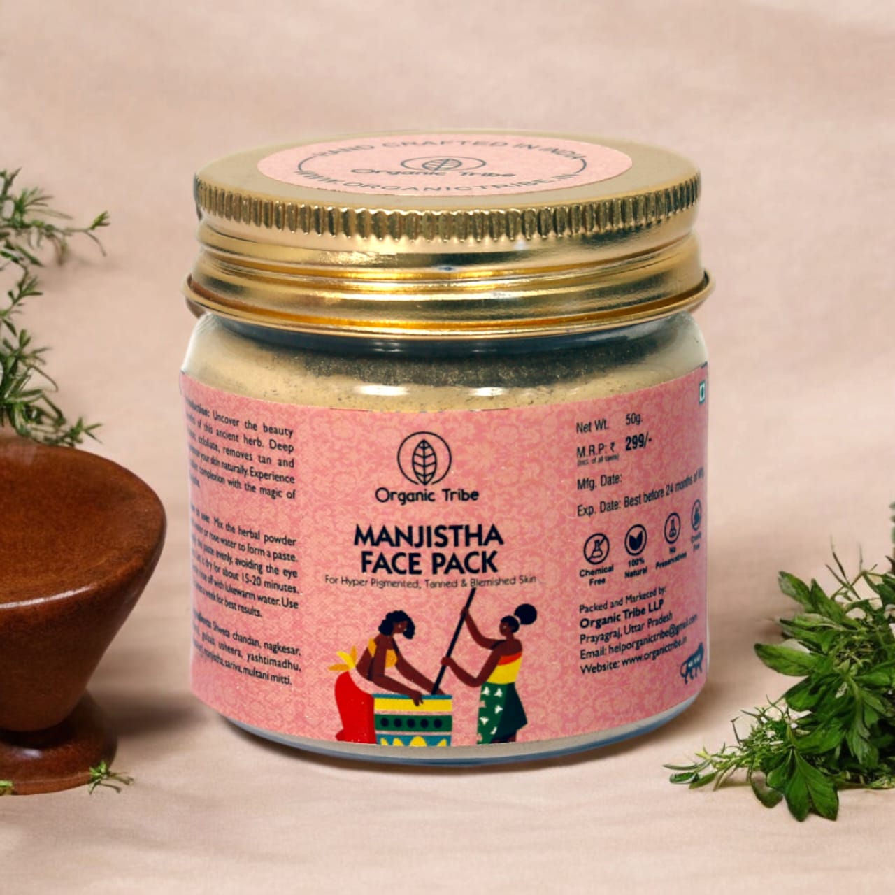 Manjishtha Face Pack(Tanning & Uneven Skin Tone) - Organic Tribe