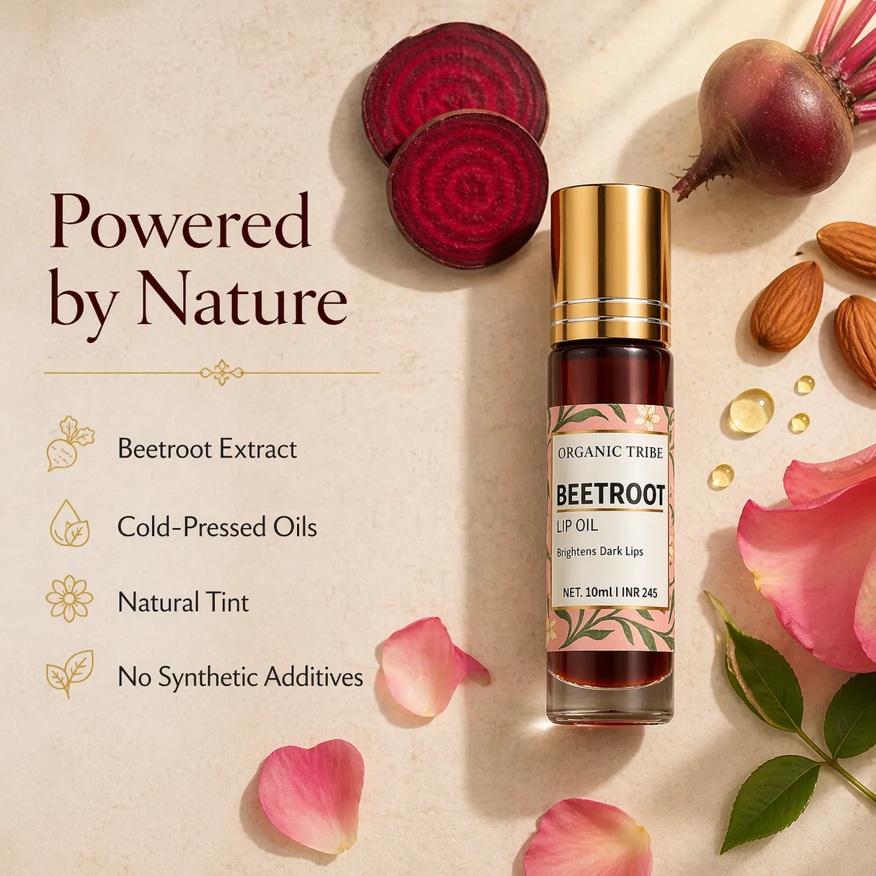 Beetroot Lip Oil ingredients - organic Tribe
