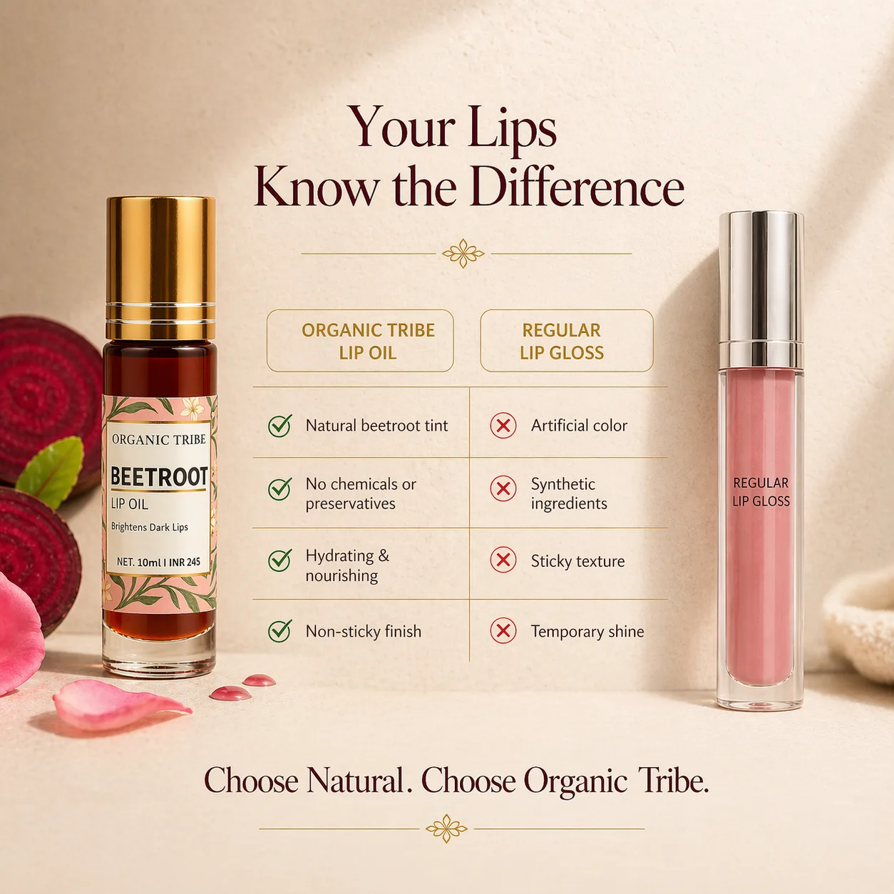 Beetroot Lip Oil - organic Tribe vs other lip oils