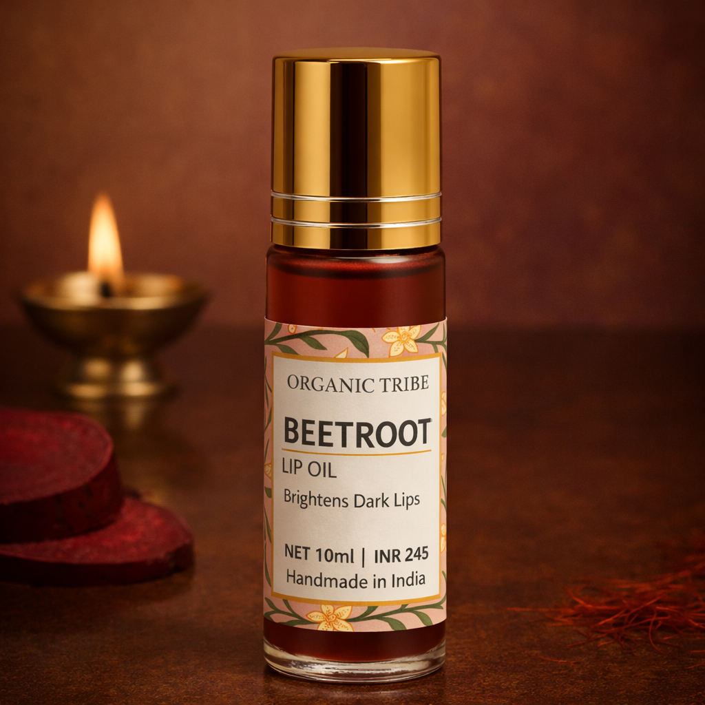 organic tribe beetroot lip oil for chapped lips